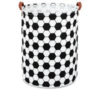 Incisite Laundry Hamper, Round Laundry Basket, Large Canvas Fabric Lightweight Storage Basket, Toy Organizer Dirty Clothes Collapsible Waterproof for Colleage Dorm Living Room Bedroom(Roud football)