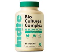 Incite Nutrition Bio Cultures Complex 45 Billion CFU. 1 Month Supply of biotics. 15 Bacterial Strains. Suitable for Vegetarians & Vegans