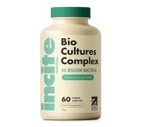 Incite Nutrition Bio Cultures Complex 45 Billion CFU. 1 Month Supply of Prebiotics and Probiotics. 15 Bacterial Strains + Inulin for Digestive Support and Gut Health. Suitable for Vegetarians & Vegans