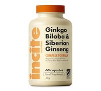 Incite Nutrition Ginkgo Biloba + Siberian Ginseng Complex. 60 Capsules. High Strength Cognitive Support, Energy Boost & Focus Enhancer, Nootropic & Adaptogenic. Suitable for Vegetarians & Vegans