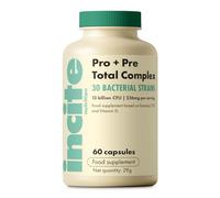 Incite Nutrition Pre + Pro Bio Cultures Complex 13 Billion CFU. 60 Capsules, 1 Month Supply. 30 Bacterial Strains. Supports Gut Health, Digestion, and Immune System. Suitable for Vegetarians & Vegans