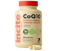 Incite Nutrition Premium CoQ10 Ubiquinone 200mg - 120 Vegan Capsules - Naturally Fermented High Absorption Coenzyme Q10 - Heart, Energy & Fertility Support - Made in UK - Non-GMO - GMP Quality