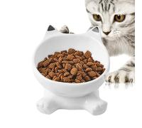 Inclined for Kittens - 4.9 x 4.1 Inches, Adorable Face Ornament, Upgraded Feeding Station | Porcelain Ergonomic Protection Tension Reduction Container