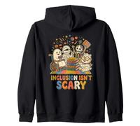 Inclusion Isnt Scary Halloween Teacher Monster Ghost Autism Zip Hoodie
