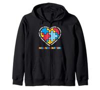 Inclusion Matters Acceptance Love Support Autism Awareness Zip Hoodie
