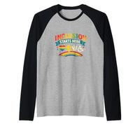 Inclusion Starts Here Special Education Teacher Inclusive Raglan Baseball Tee