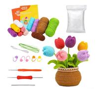 Inclusive Beginner's Crochet Flower Making Set Featuring Detailed Tutorials and All Tools Required to Start Crafting (Colored tulips)