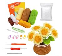Inclusive Beginner's Crochet Flower Making Set Featuring Detailed Tutorials and All Tools Required to Start Crafting (Sunflower Planting)