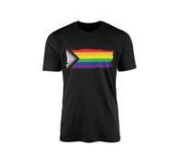 Inclusive Pride Flag T-Shirt - LGBT Rainbow Lesbian Gay Transgender Bisexual Women Men Non-Binary Pansexual Clothing Clothes Accessories LGBTQ Gifts Presents(Black Prime, 12-14 Years)