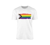 Inclusive Pride Flag T-Shirt - LGBT Rainbow Lesbian Gay Transgender Bisexual Women Men Non-Binary Pansexual Clothing Clothes Accessories LGBTQ Gifts Presents(White Prime, Large)