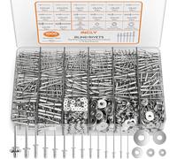 INCLY 1000PCS Aluminum Blind Rivets Assortment Kit, 14 Sizes Pop Rivets (3/32" 1/8" 5/32" 3/16" 1/4") with 5 Size 304 Stainless Steel Flat Washers, Assorted Blind Rivets for Metal Wood Plastic
