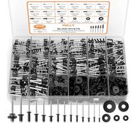 INCLY 1000PCS Pop Rivets Assortment Kit, 14 Sizes Black Rivets for Metal 3/32" 1/8" 5/32" 3/16" 1/4" and 5 Sizes 304 Stainless Steel Washers with Storage Case