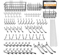 Incly 100PCS Extra Thick Pegboard Accessories,Heavy Duty Peg Board Hook with 3 Size Basket Fit 1/4 Inch Pegboard for Craft Tool Assortment Garage Organizer Attachment