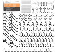 INCLY 176PCS Extra Thick Black Pegboard Hooks Set, 1/4" Heavy Duty Metal Peg Board Hook Assortment with Peg Lock Pegboard Accessories for Garage Wall Organizer Hanging Tools
