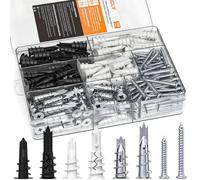 INCLY 200 PCS Plasterboard Fixings with Screws & Metal Raw Plugs, Heavy Duty Plaster board Wall Fixing Drywall Anchors with Screws for Cavity Hollow Wall Hanging Stuff with Assorted Case