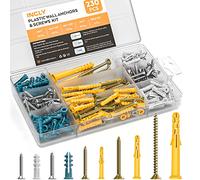 INCLY 230Pcs Screws and Wall Plugs Set, 115 Plastic Self Drilling Raw Plug and 115 Flat Head Plasterboard Screw, 5 Sizes Heavy Duty Plasterboard Fixings for Drywall Masonry Wooden