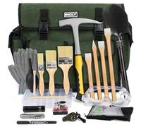 INCLY 26PCS Geology Rock Pick Hammer Kit, 33.8 oz Fossil Geological Hammer & 4 PCS Digging Chisels Set for Rock Hounding, Gold Mining & Prospecting Geology Shovel Musette Bag, Compass,Whistle,Brushes