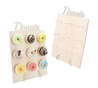 INCNMAD Donut Wall Display Set of 2 | Wooden Doughnut Board with 9 Holders | Birthday & Wedding Party Cake Stand | Anniversary Decorations | Cupcake Pop Holder Home Decor (30x40cm) (Hollow Out)