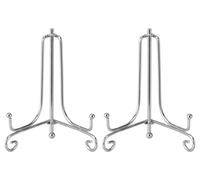 INCNMAD Plate Stand for Display 2 Pcs 4 Inch Foldable Plate Holder Iron Easel Display Stands for Picture Frame, Decorative Plates, Collectibles, Book, Card for Home and Office Decor (Silver)