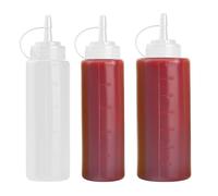 INCNMAD Squeeze Bottle 3 Pack Plastic Squeezy Sauce Bottles with Nozzles, Reusable Condiment Squirt Dispensers for Ketchup BBQ Sauces Syrup Salad Dressings (240ml + 360ml)