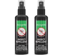 Incognito Insect Repellent Spray, 2x100ml Natural DEET Free, Shields from Wide Range of Biting Insects. Clinically proven protection from Ticks & Dengue carrying mosquitoes, Organic Mosquito Repellent