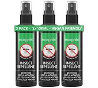 Incognito Insect Repellent Spray - 3x100ml - Travel-Sized Natural DEET Free Formula - Protects for Up to 7 Hours - Shields from a Wide Range of Biting Insects - Travel Friendly Organic Mosquito Repellent