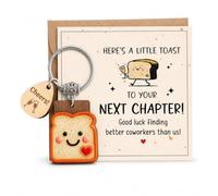 INCOHOIX Leaving Coworker Gift Toast Keyring & Greeting Card Set | Here’s A Little Toast To Your Next Chapter Funny Farewell Keychain For Colleague New Job Present