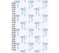 INCOK Blue Bow Notebook - Coquettte School Supplies Bow Journal Cute Note Book Preppy Back to School Stuff Study Supplies Stationery for Students Girly Teen 5.5x8.3 Inches