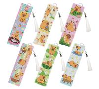 INCOK Capybara Diamond Art Bookmarks - 6 Pcs DIY Funny Diamond Painting Bookmarks Kits with Tassel Cute Animal Art Craft Birthday Festival Gift for Beginner Student Reading Lover
