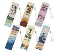 INCOK Christian Diamond Art Bookmarks - 6 Pcs DIY Bible Verse Diamond Painting Bookmarks with Mountains Rivers Pattern Religious Gem Art Craft Inspirational Gift for Reading Lovers Beginners