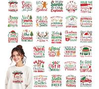 INCOK Christmas Iron on Transfers - 30 PCS Funny Heat Transfers DTF Transfers Ready to Press Cute Santa Claus Gingerbread Man Iron on Decals for Clothes Shirt Bag Pillow Covers DIY Crafts Decorations