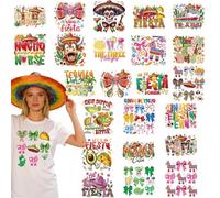 INCOK DTF Transfers Ready to Press - 24 PCS Cinco De Mayo Heat Transfers, DIY Cinco De Mayo Shirts for Women, Mexico Iron on Vinyl Design Mexican Iron on Decals for Hoodie Hat Dress Outfit