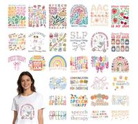 INCOK DTF Transfers Ready to Press - 30 Pcs Speech Language Pathologist Iron on Transfers for T-Shirts, DIY SLP Shirts for Women, Heat Decal Stickers for Clothes Bagpack Hoodie Pillow