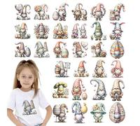 INCOK Easter Gnomes Iron on Transfer for T-Shirts - 30 Pcs DTF Transfers Ready to Press, Easter Egg Flower Washable Heat Decals Stickers Iron on Patches for Hoodies Pajamas Pillow Bag DIY Art Craft