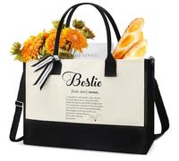 INCOK Friend Gifts for Women Tote Bag - Aesthetic Canvas Tote Bag with Zipper Handbag Shopping Travel Bag Thank You Appreciation Going Away Gifts for Woman Best Friend Bff Best Friend