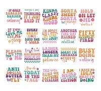 INCOK Funny Iron on Transfers for T Shirts - 18 Sheets Colorful Humor Quotes DTF Transfers Ready to Press Iron on Vinyl Design Decals for Clothing Jacket Pillow DIY Costume Decorations