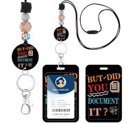 INCOK Lanyard with Card Holder - Black Badge Holder with Beaded Lanyard for Funny Office Staples, But DID You Document It Letters ID Badge Clip Playful Gifts for Colleague