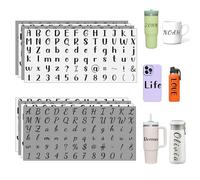 INCOK Rub on Transfers for Crafts - 10 Sheets Black Letter Name UV DTF Sticker for 16 oz Glass Bottle, Personalized Monogram Number Symbols Wraps Decal for DIY Laptop Phone Case Decors