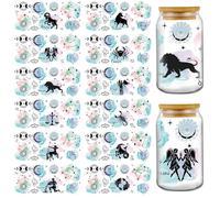 INCOK Rub on Transfers for Crafts - 12 Sheets Zodiac Sign UV DTF Glass Cup Wraps for 16 oz Coffee Mug, Aries Gemini Astrology Transfer Sticker Decals DIY Creative Gift for Birthday