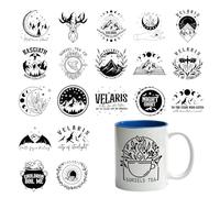 INCOK Rub on Transfers for Crafts - 20 Sheets Acotar UV DTF Cup Wraps for 16 oz Tumbler, Velaris Elk Dragon Glass Transfer Stickers DIY Waterproof Decals Creative Gifts