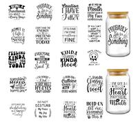 INCOK Rub on Transfers for Crafts - 20 Sheets Funny Paper Transfer Stickers Glass Cup Wrap for 16 oz Cup Sarcastic UV DTF Tumbler Wraps Crafts Decals for Laptop, Mobile Phone Case