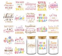 INCOK Rub on Transfers for Crafts - 20 Sheets Latina Spanish Mexican UV DTF Tumbler Transfer Sticker for 16 oz Glass, Bohemian Inspirational Quotes Cup Wraps Decal Gifts for Latina Women