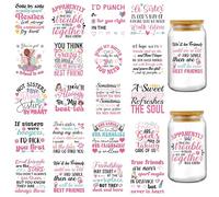 INCOK Rub on Transfers for Crafts - 20 Sheets Sisters Bestie UV DTF Glass Cup Wraps for 16 oz Water Goblet, A Friend in Me Sweet Mug Sticker Decals DIY Creative Gifts for Good Friends