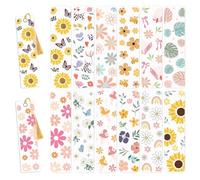 INCOK Rub on Transfers for Crafts - 24 Sheets Florals Sunflower UV DTF Acrylic Blank Bookmark Wraps, Daisy Butterfly Double Sided Bookmark Uvdtf Stickers for Book Lover DIY Gift Decals