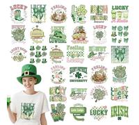 INCOK St Patrick's Day DTF Transfers Ready to Press - 30 Sheets Iron on Transfers for T-Shirts, Lucky Shamrock Iron on Patches for Clothes for Hat Bag Jeans Tablecloth Garden Flag DIY Irish Crafts