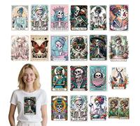 INCOK Tarot Cards Iron on Transfers Stickers- 20 PCS Funny Skull DTF Transfers Ready to Press Butterfly Iron on Vinyl Designs Adult Humor Decals Stickers for T Shirts Pillow Covers Bag DIY Craft