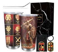 INCOK The Armor of God Gift Set, Religious Christian Gifts with Armor Of God Stainless Steel 20OZ Tumbler and Keychain, The Gospel of Peace Worship Appreciation Gift for Men Women Pastor