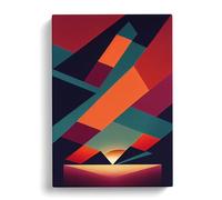 Incomparable Abstract Sunset Brown, Red, Teal Canvas Print for Living Room Bedroom Home Office Décor, Wall Art Picture Ready to Hang, 30x20 Inch (76x50 cm)