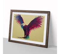 Incomparable Eagle Bird Abstract H1022 WHT Framed Print for Living Room Bedroom Home Office Décor, Wall Art Picture Ready to Hang, Walnut A2 Frame (64 x 46 cm)