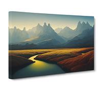 Incomparable Mountain Landscape Canvas Wall Art Print Ready to Hang, Framed Picture for Living Room Bedroom Home Office Décor, 30x20 Inch (76x50 cm)